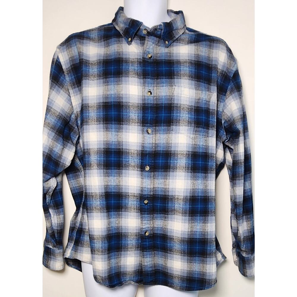 Pendleton Mason Flannel Shirt XL Blue Plaid Button Down Cotton